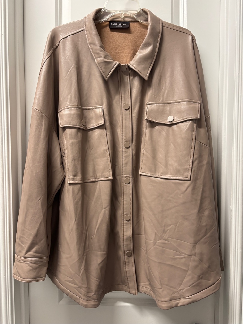 Lane Bryant Taupe Faux Leather Shirt Jacket- Size 4X